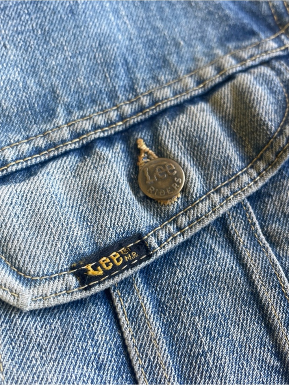 Vintage Lee Storm Rider Denim Jacket M Distressed Blanket Lined Workwear Faded - Picture 14 of 16